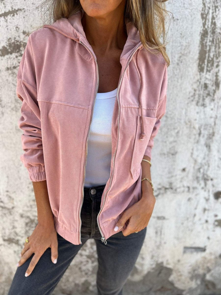 Laurence | Veste Côtelée Zippée à Capuche