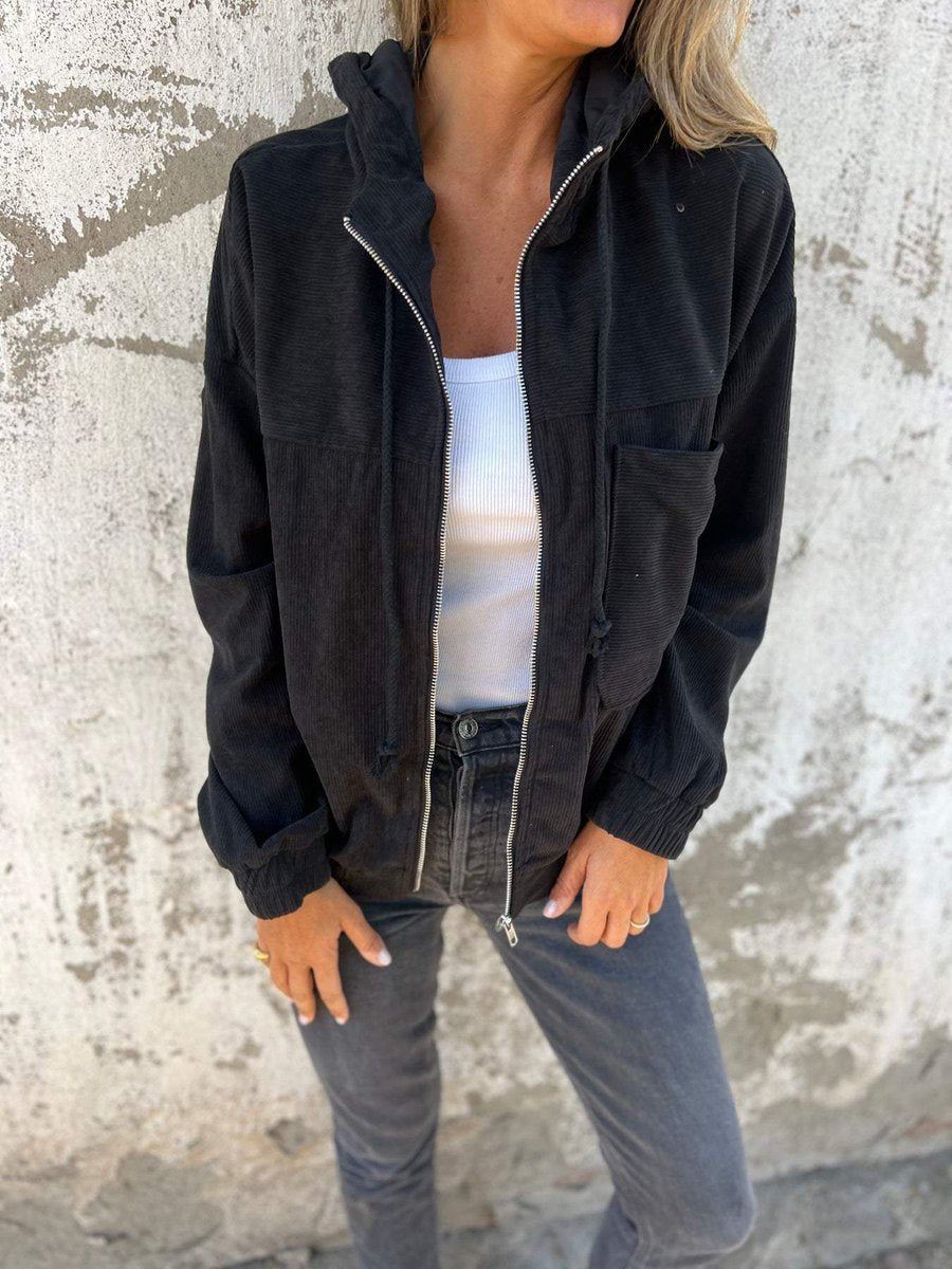 Laurence | Veste Côtelée Zippée à Capuche