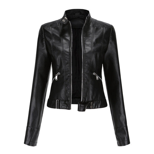 Léonie | Blouson Moto Court à Col Montant