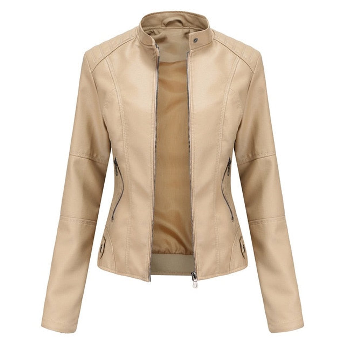 Hélène | Blouson Moto Raffiné à Col Montant