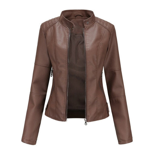 Hélène | Blouson Moto Raffiné à Col Montant