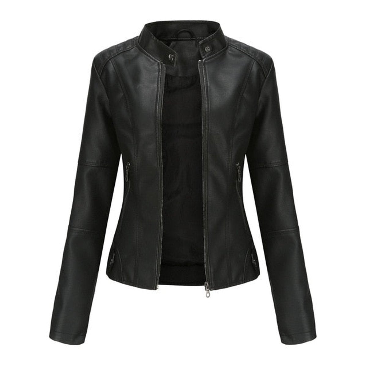 Hélène | Blouson Moto Raffiné à Col Montant