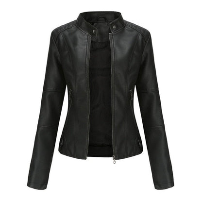 Hélène | Blouson Moto Raffiné à Col Montant