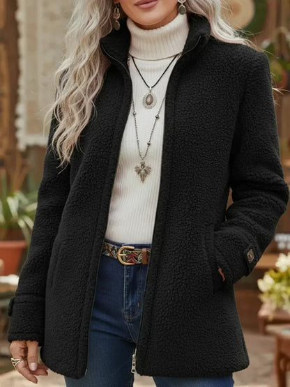 Aloïse - Manteau Peluche à Col Montant et Zip