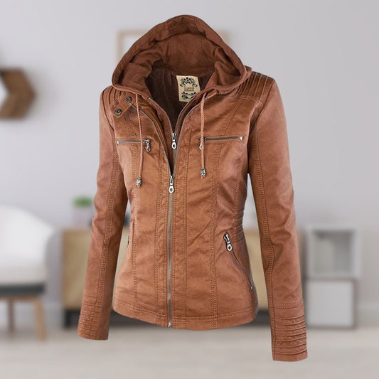 Lucienne | Blouson Moto à Capuche Amovible