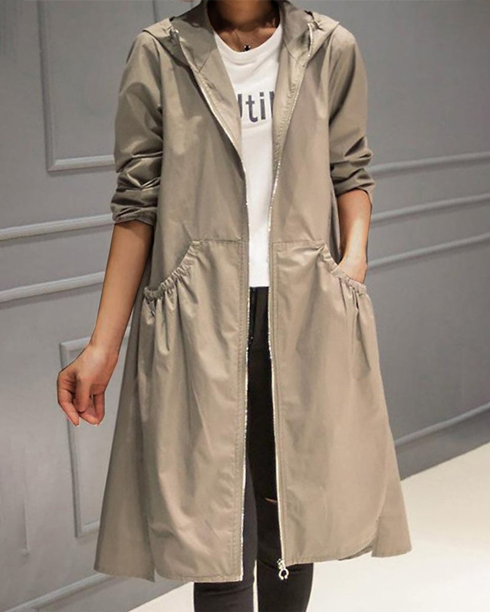 Euphémie - Trench Long à Capuche Zippé