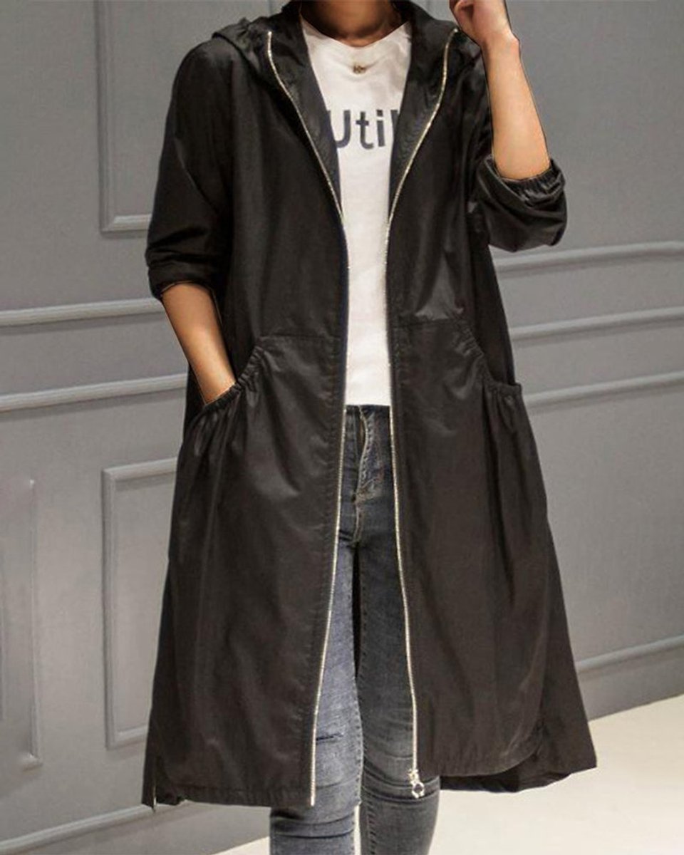 Cassandre | Trench Long Zippé à Capuche