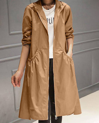 Cassandre | Trench Long Zippé à Capuche