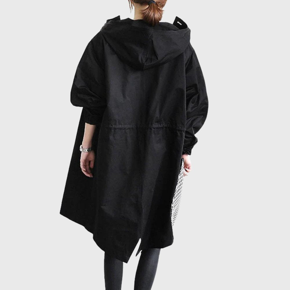 Lucette - Trench Long à Capuche Coupe Décontractée