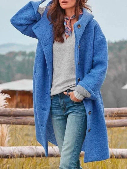 Éléonore | Manteau Long à Capuche et Boutonnage Devant