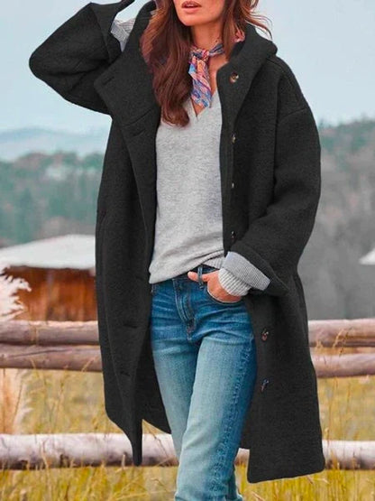 Armance - Manteau Long à Capuche et Boutons