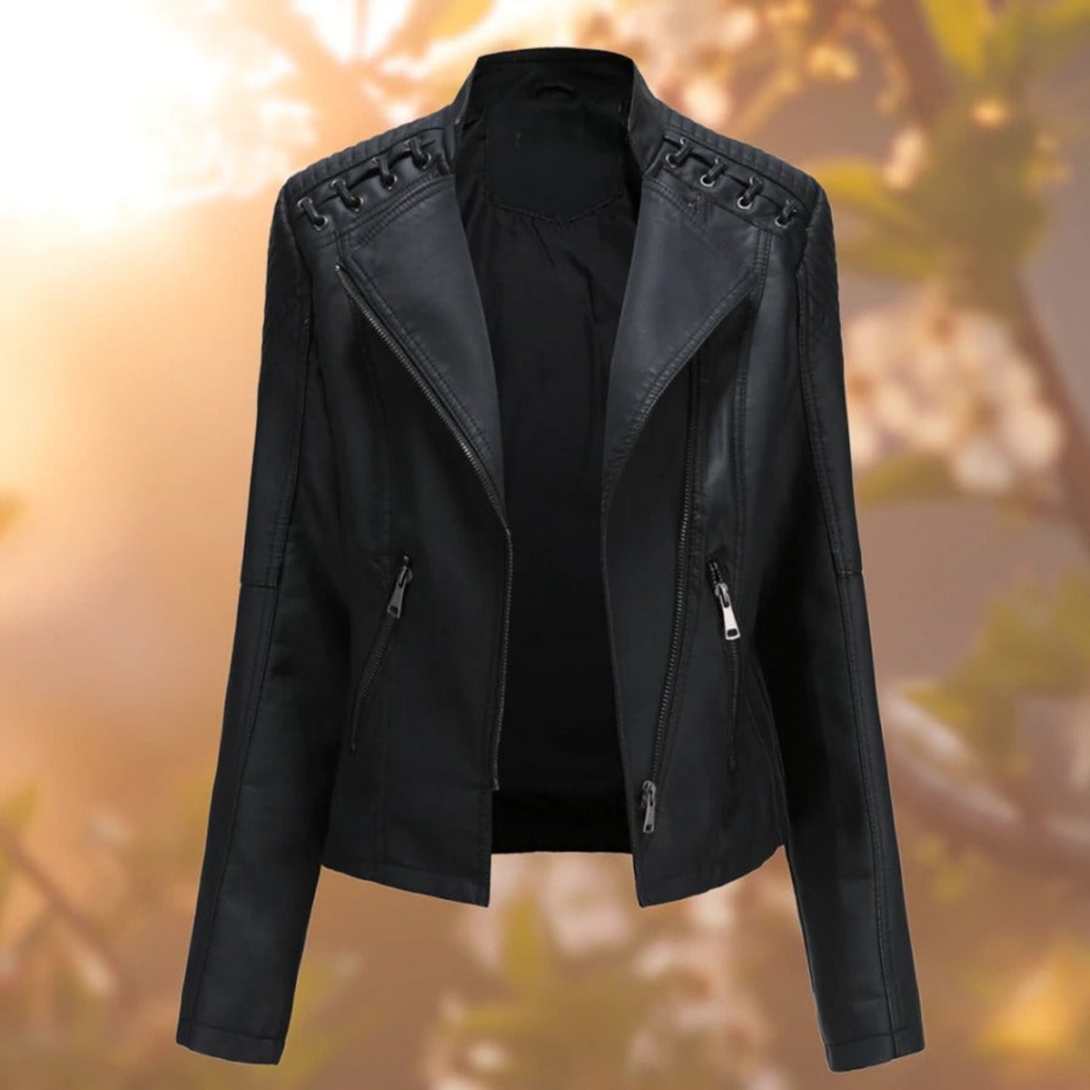 Apollonie - Veste Effet Cuir Zippée Style Motard