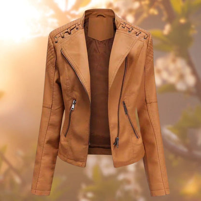 Apollonie - Veste Effet Cuir Zippée Style Motard