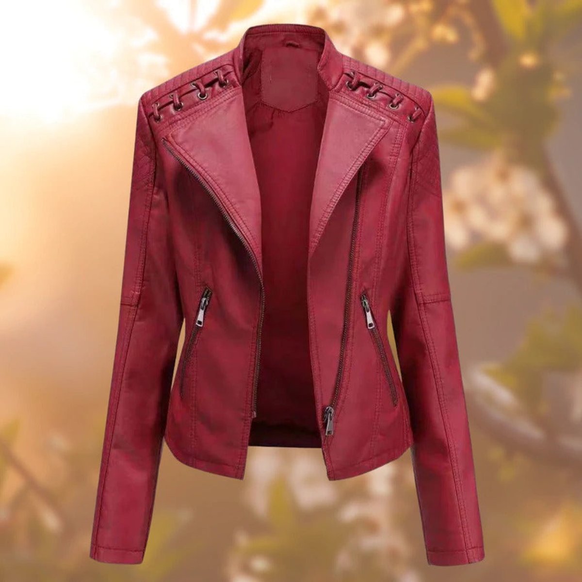 Apollonie - Veste Effet Cuir Zippée Style Motard