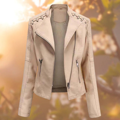 Apollonie - Veste Effet Cuir Zippée Style Motard