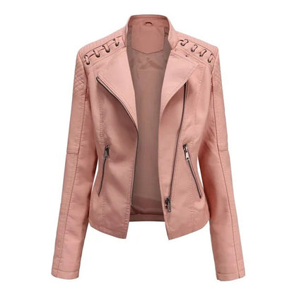 Apollonie - Veste Effet Cuir Zippée Style Motard
