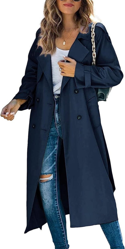 Rose-Marie - Trench Long Croisé Ceinturé