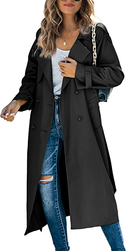 Rose-Marie - Trench Long Croisé Ceinturé