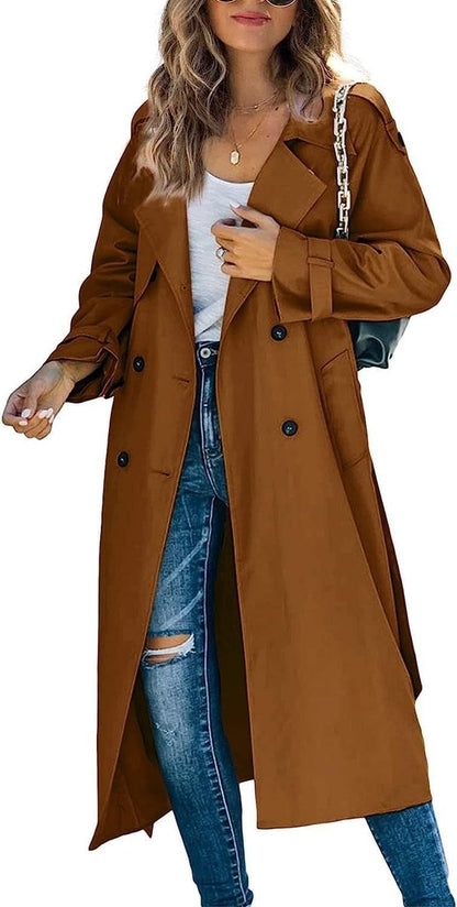 Rose-Marie - Trench Long Croisé Ceinturé