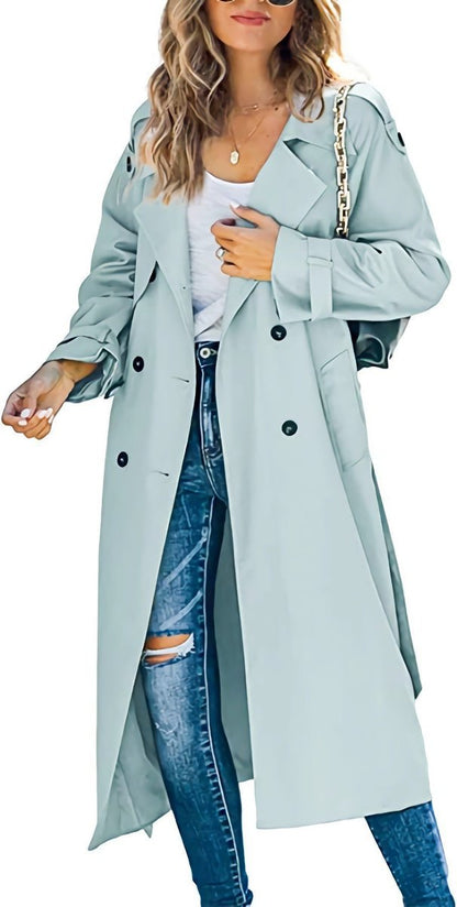 Rose-Marie - Trench Long Croisé Ceinturé