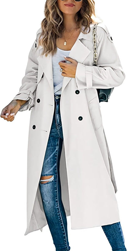 Rose-Marie - Trench Long Croisé Ceinturé