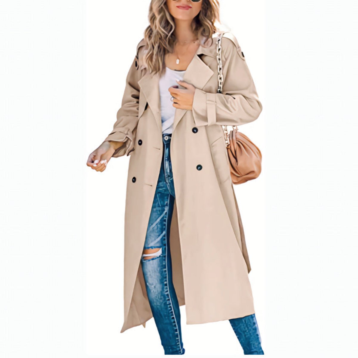 Rose-Marie - Trench Long Croisé Ceinturé