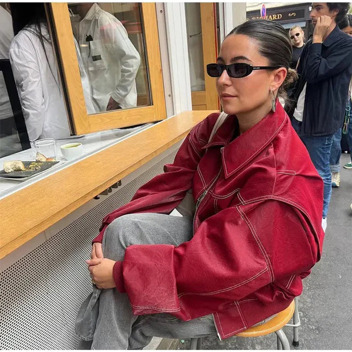 Gilberte - Blouson Oversize à Surpiqûres Contrastées
