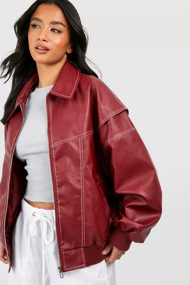 Gilberte - Blouson Oversize à Surpiqûres Contrastées