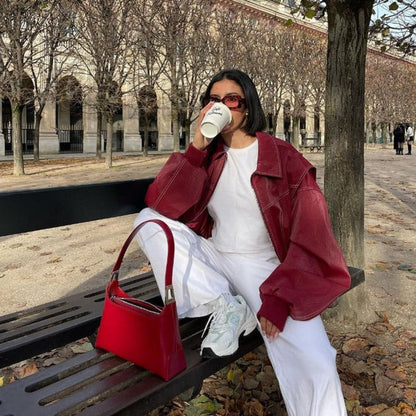 Gilberte - Blouson Oversize à Surpiqûres Contrastées