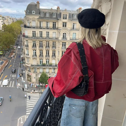 Gilberte - Blouson Oversize à Surpiqûres Contrastées