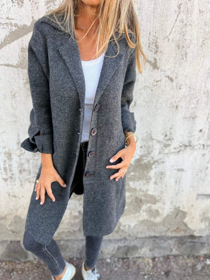 Augustine - Manteau Long Coupe Décontractée à Revers