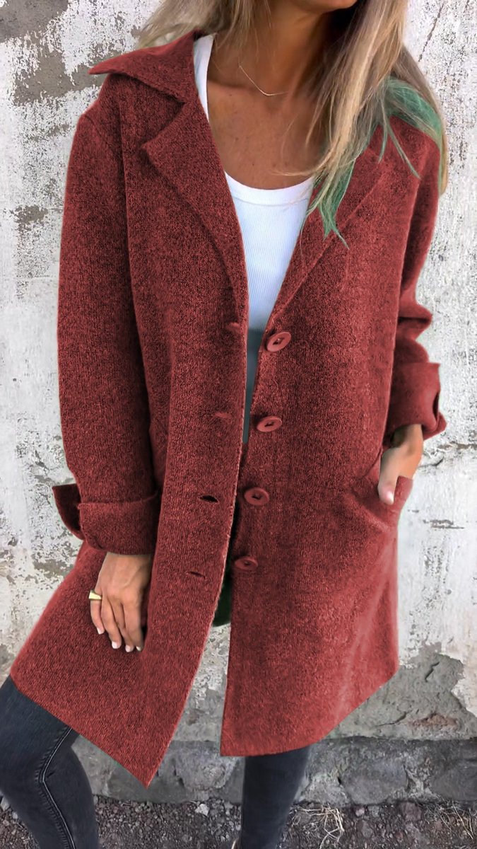 Augustine - Manteau Long Coupe Décontractée à Revers