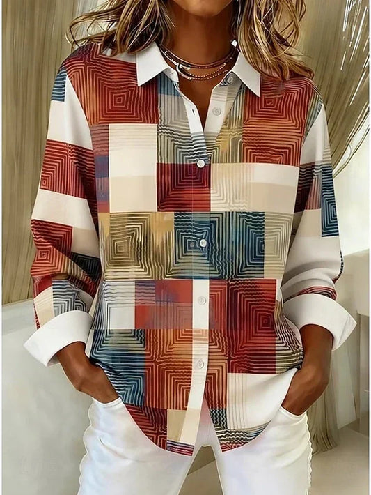 Mélanie | Chemisier Vintage Patchwork à Boutonnage Devant